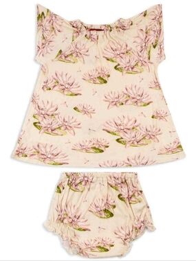 MILKBARN Water Lily Bamboo Dress & Bloomer Set 3-6m